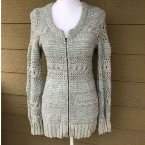 Anthropologie Sweaters - Sleeping on Snow zip down light Blue Sweater